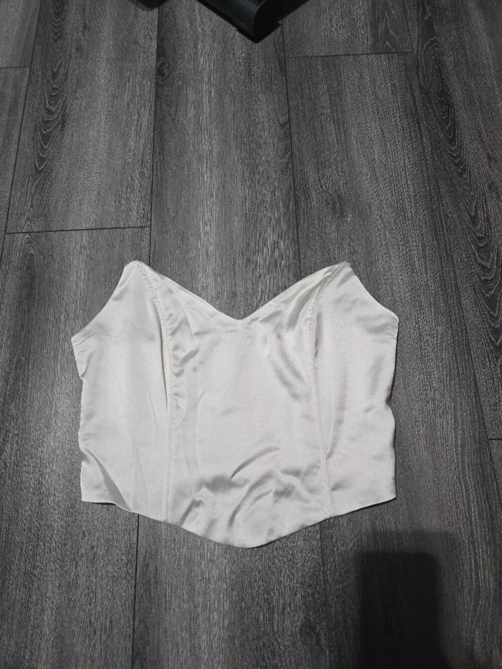Forever 21 Strapless White Satin Crop Top Sz M- NWOT